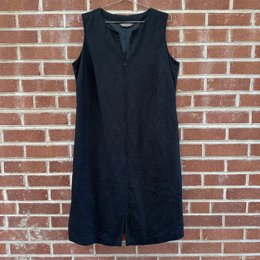 Marks & Spencer Portfolio‎ Dress Women's Size 16 Black Linen Shift Dress